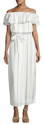 Almante Striped Cotton Maxi Dress, White