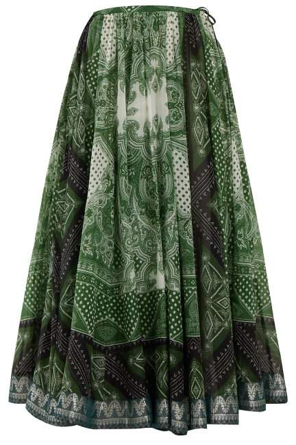 Paisley-print cotton-blend full skirt