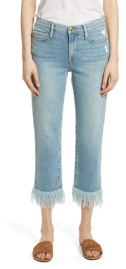Le Nouveau Shredded Straight Leg Crop Jeans