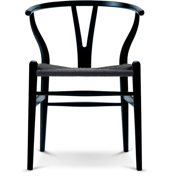 Carl Hansen - CH24 Wishbone Chair, Buche Schwarz / Schwarzes Geflecht