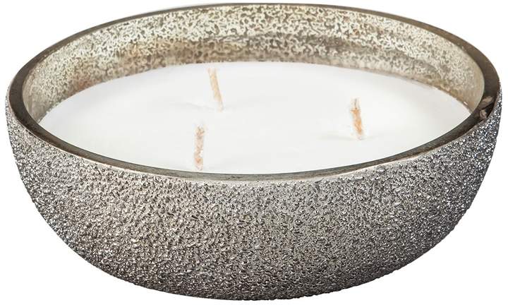 Large Glass Bowl Candle with Crinkle Effect - Silver