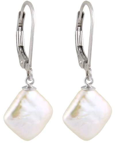 Pearls 9-10mm Square Freshwater Pearl Keshi Earrings