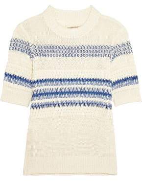 Striped Open-Knit Linen And Cotton-Blend Sweater
