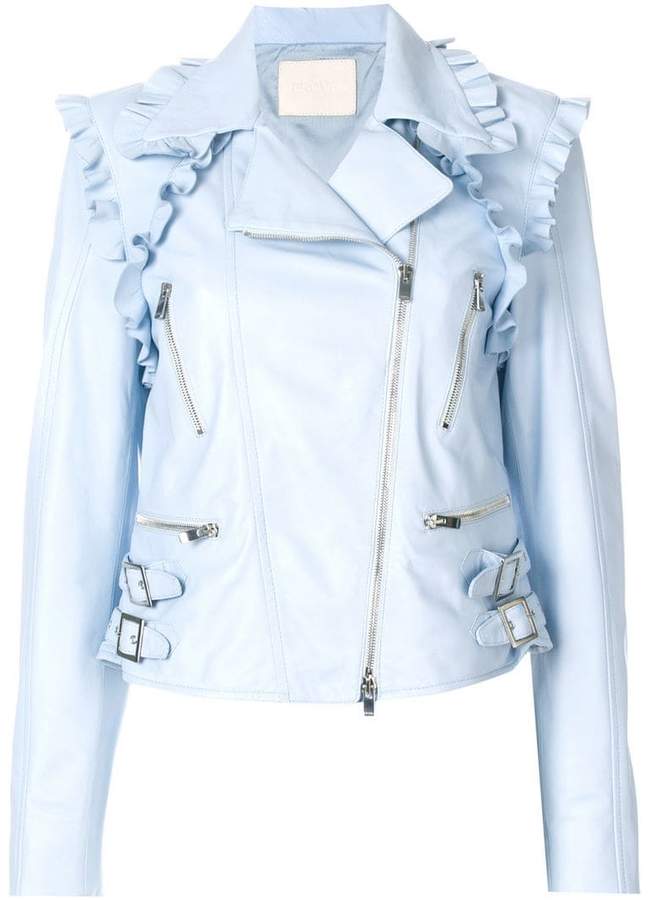 Lederjacke mit Rüschen