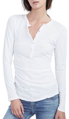 Henley Collar Long Sleeve Fitted Tee