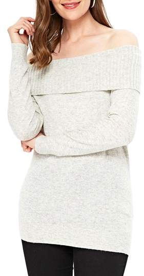 Silver Bardot Off the Shoulder Sweater