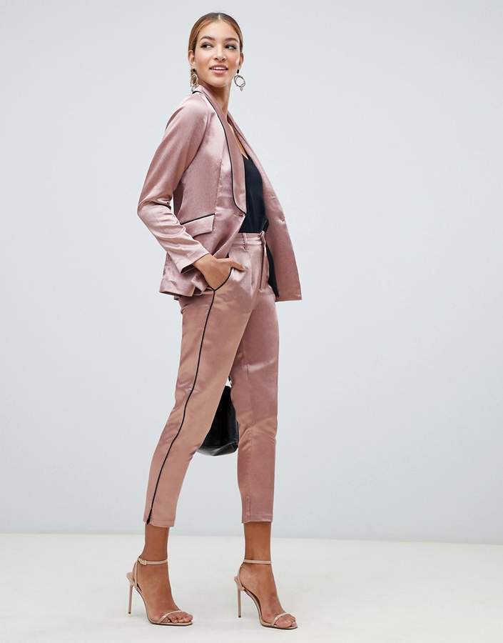 cigarette trouser with contrast piping in copper