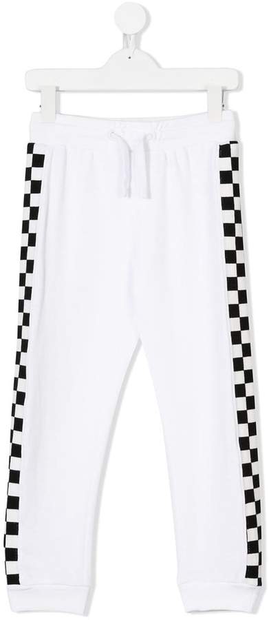 checked stripe trousers