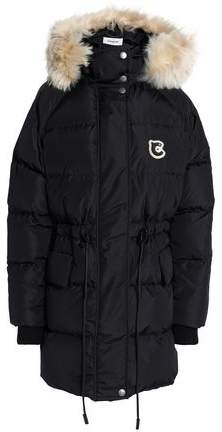 Shearling-Trimmed Quilted Shell Down Hooded Coat