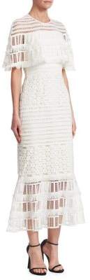 Flounce Hem Lace Capelet Dress