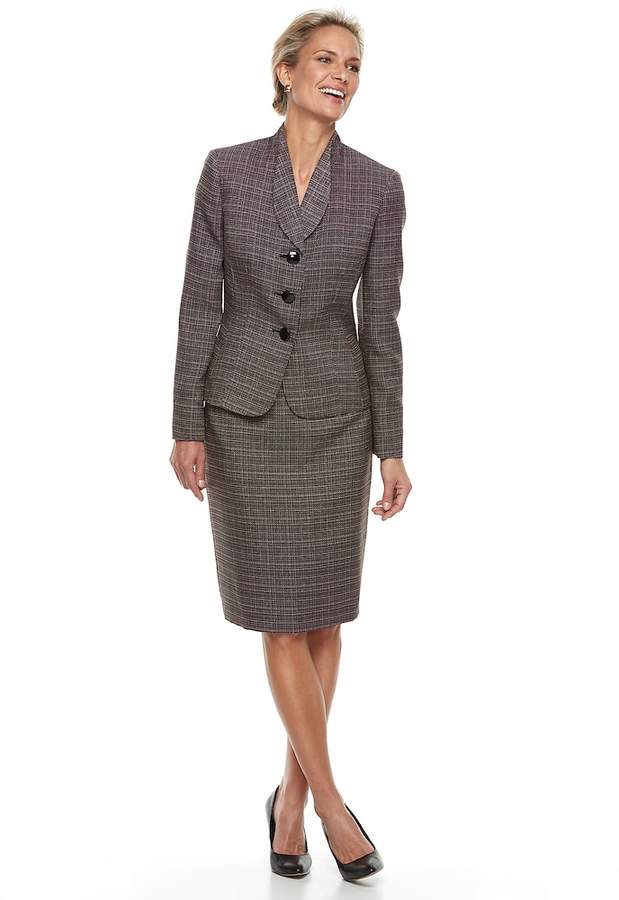 Women's Triple Button Tweed Skirt Suit Set