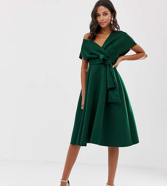 Asos Design DESIGN Fallen Shoulder Prom Dress with Tie Detail