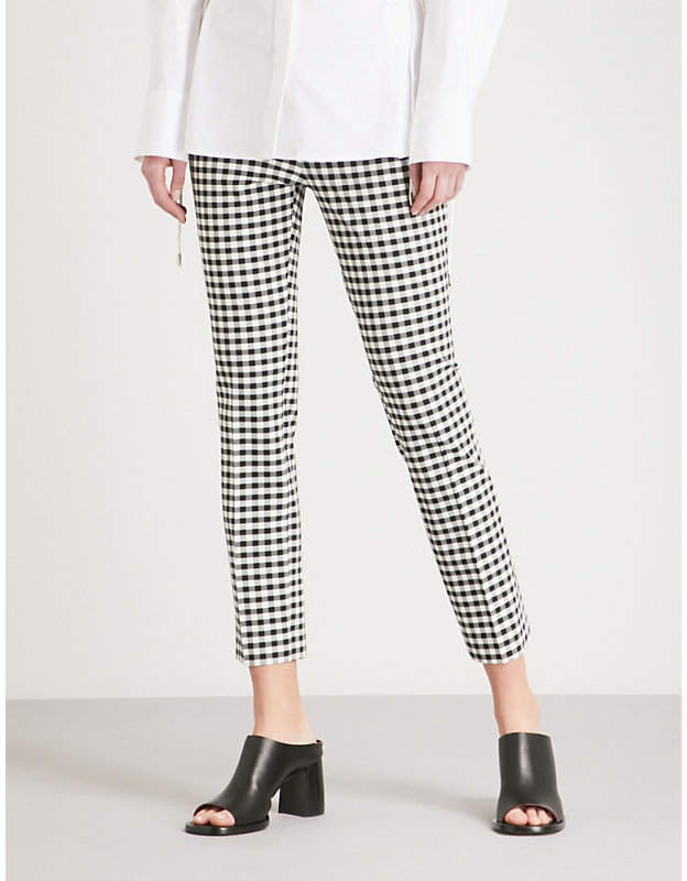 Classic gingham skinny woven trousers