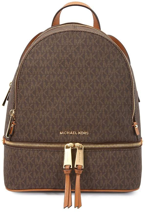 Michael Kors Rhea Medium Logo Print Backpack - Brown - ONE COLOR - STYLE