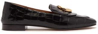 Chloé The C Crocodile Effect Leather Loafers - Womens - Black