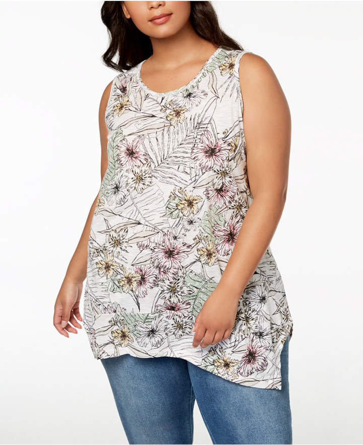 Style & Co Plus Size Printed Tank Top, Created for...