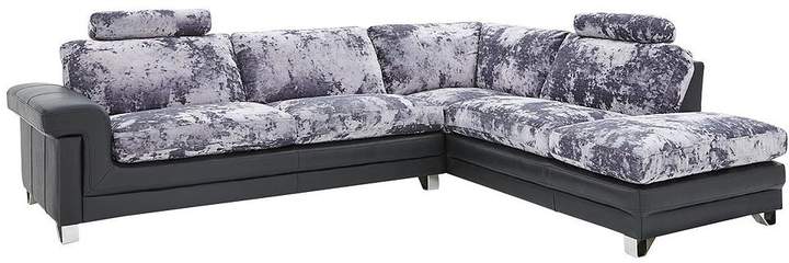 Lavish Leather/Fabric Right Hand Corner Chaise Sofa