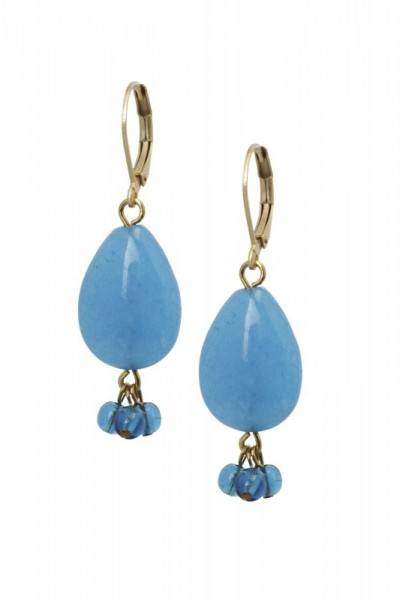 Styleserver DE David Aubrey Ohrhänger Jadeanhänger - blau - vergoldet