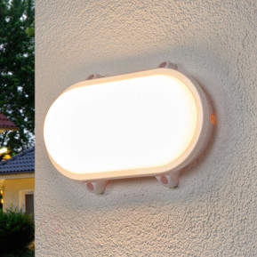 Ovale LED-Außenleuchte Manda in Weiß