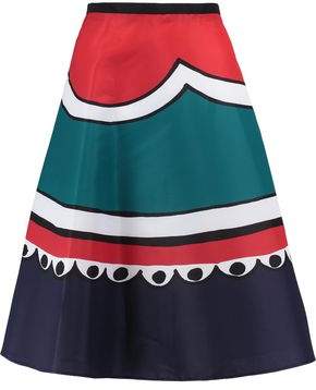 Printed Satin-Crepe Skirt