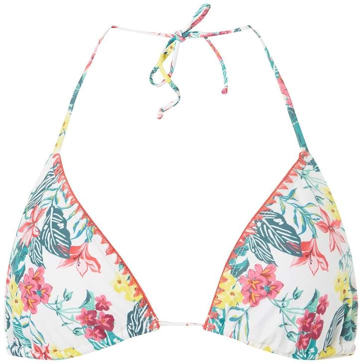*DP Beach Ivory Floral Stitch Bikini Top