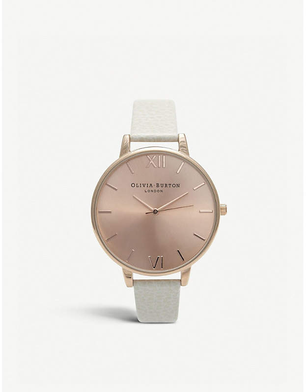 OB13BD11 Big Dial rose gold-plated and leather watch