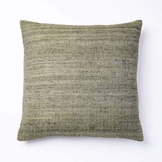 Woven Silk Pillow Cover - Olive