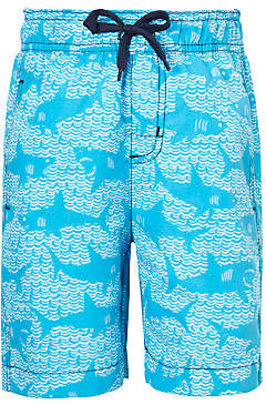 Children's Shark Print Swimming Trunks, Blue