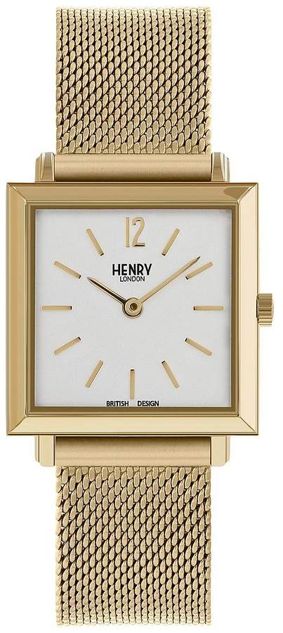 Henry London Gold Heritage Square Ladies Mesh Watch