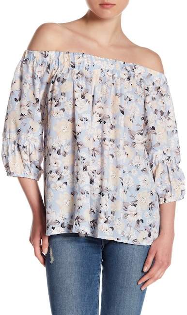 Skies Are Blue Floral Off-the-Shoulder Blouse