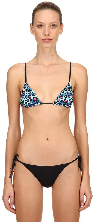 Leopard Print Lycra Triangle Bikini Top
