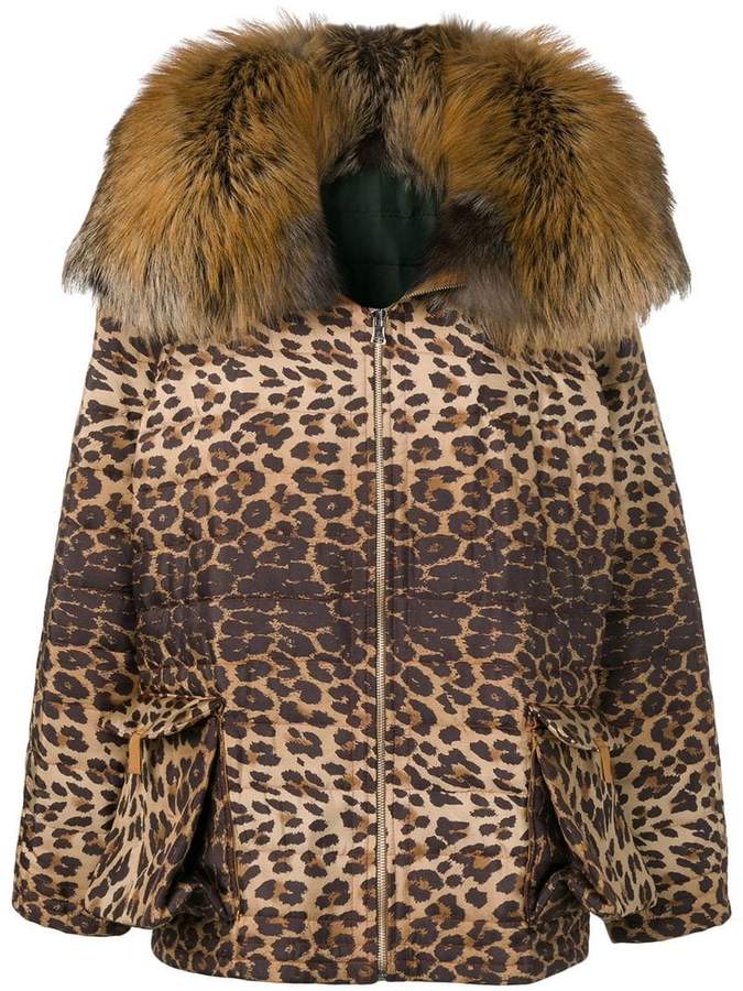 Liska trim leopard print coat