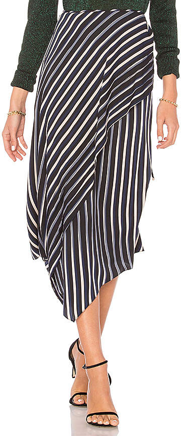 Draped Asymmetrical Midi Skirt