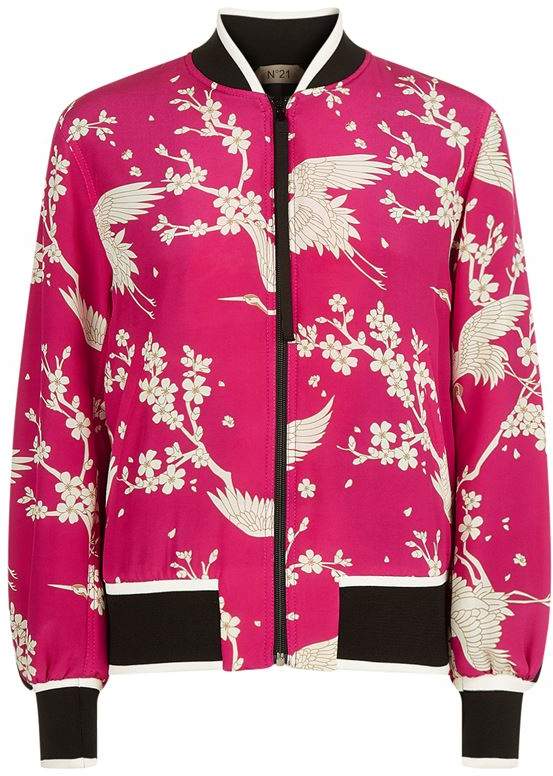No. 21 Floral Print Bomber Jacket