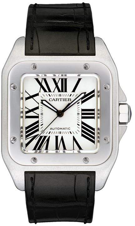 Large Stainless Steel Santos 100 Automatic Watch 41mm