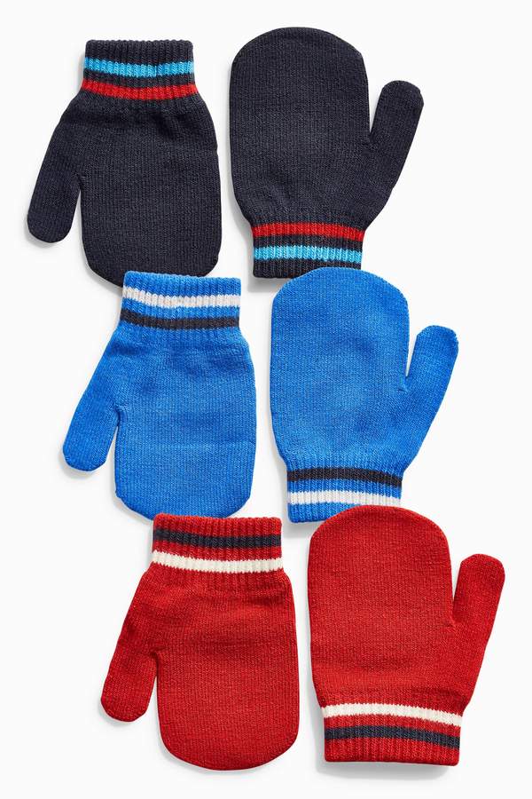 Boys Red/Blue Mittens Three Pack (Younger Boys) - Red