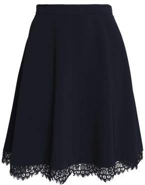 Lace-Trimmed Twill Skirt