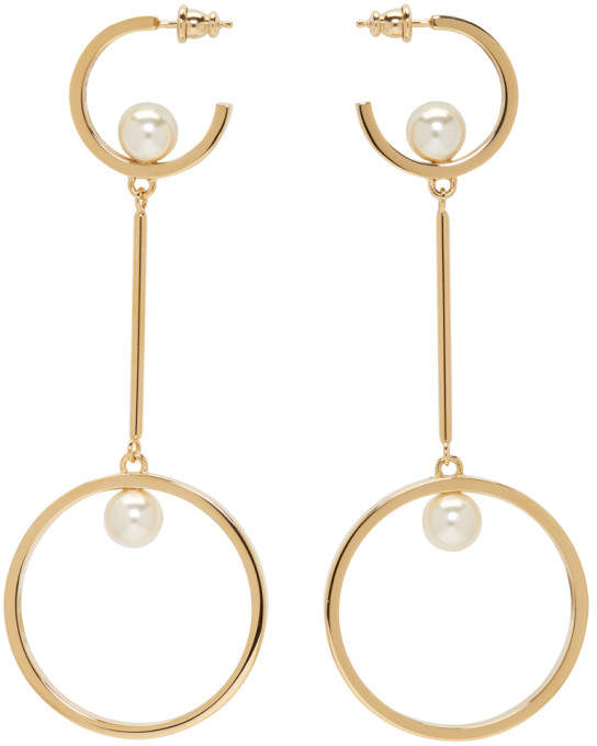 Gold and Pearl Darcey Hoop Earrings