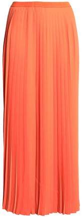Pleated Crepe Midi Skirt