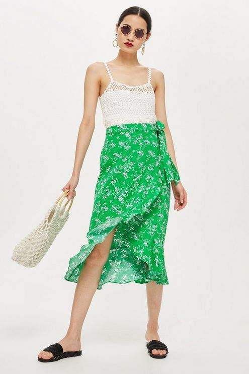 Whispy floral print midi skirt