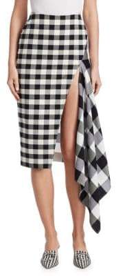 Split Gingham Slash Skirt