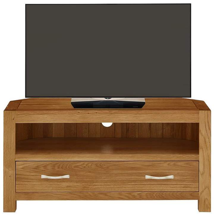 Luxe Collection - Suffolk 100% Solid Oak Ready Assembled Corner TV Unit - Fits Up To 42 Inch TV