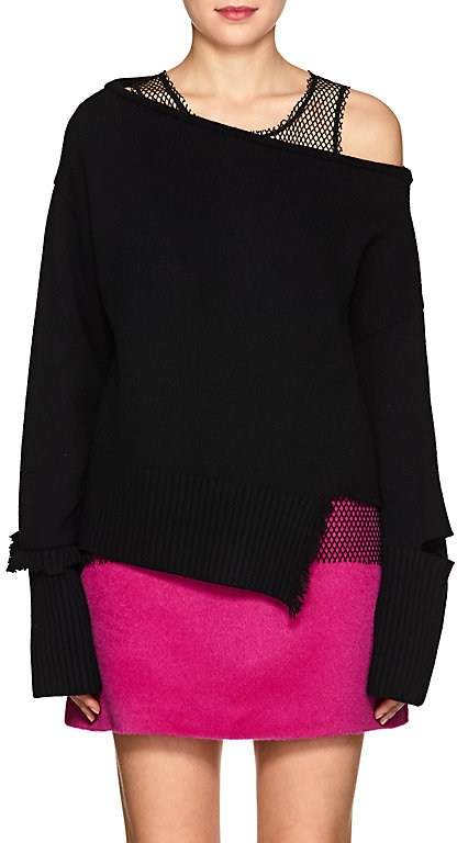 Women's Distressed Wool-Cashmere Off-The-Shoulder Sweater