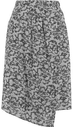 Wrap-Effect Printed Crepe Skirt