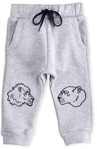 Sweatpants w/ Tiger Face Knees, Gray, Size 12-18 Months