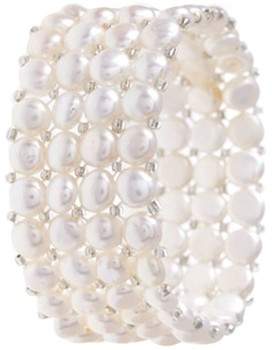 Blue Pearls Armbänder 4-rangiges Stretcharmband aus weißen Süßwasserzuchtperlen