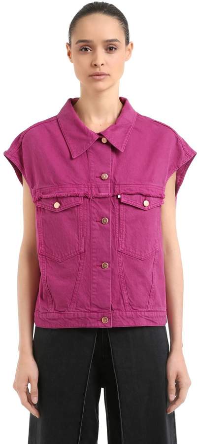 Jacke Aus Baumwolldenim Mit Flügelärmeln