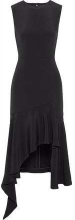 Goen.j Open-Back Asymmetric Silk-Cady Midi Dress