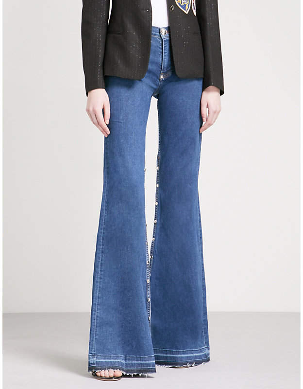 Skinny flared high-rise jeans