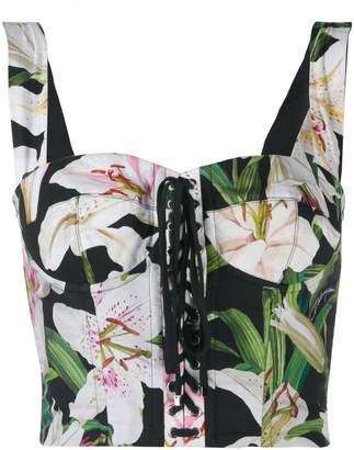 Dolce & Gabbana floral print lace-up bustier top Dolce & Gabbana floral print lace-up bustier top